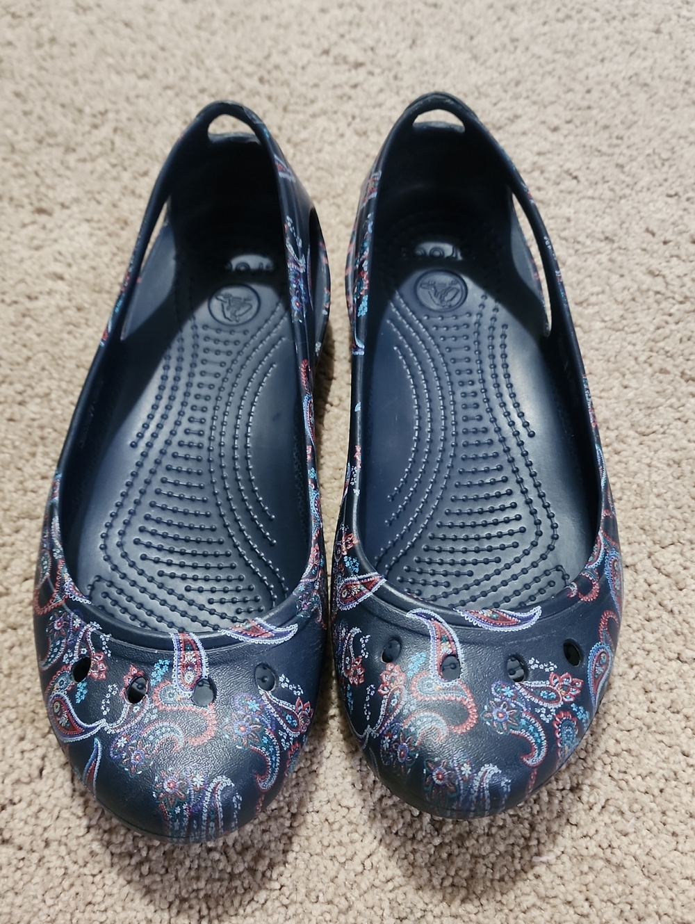 Crocs Kadee Women’s Navy Paisley Slip-On Comfort Flats